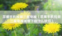 苹果手机投屏三星电视（苹果手机投屏三星电视需要下载什么软件）